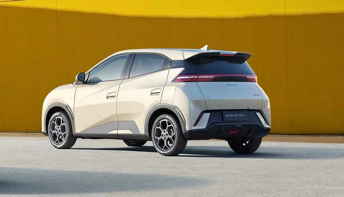 BYD Atto 1 Premium (Long Range) 2026 Facelift viewed from the rear with a modern design.