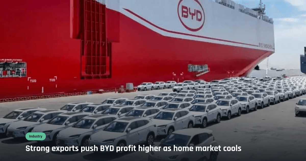 BYD profit climbs 30% on record exports despite China slowdown