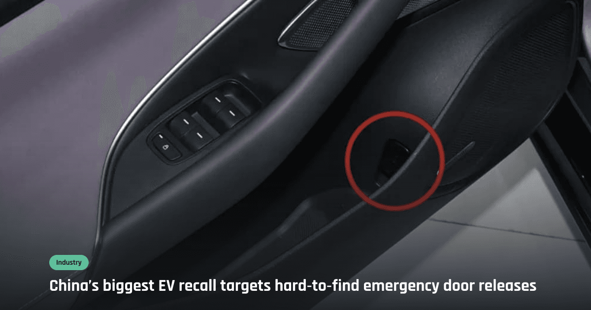 China's Massive EV Recall Targets Hidden Emergency Door Handles