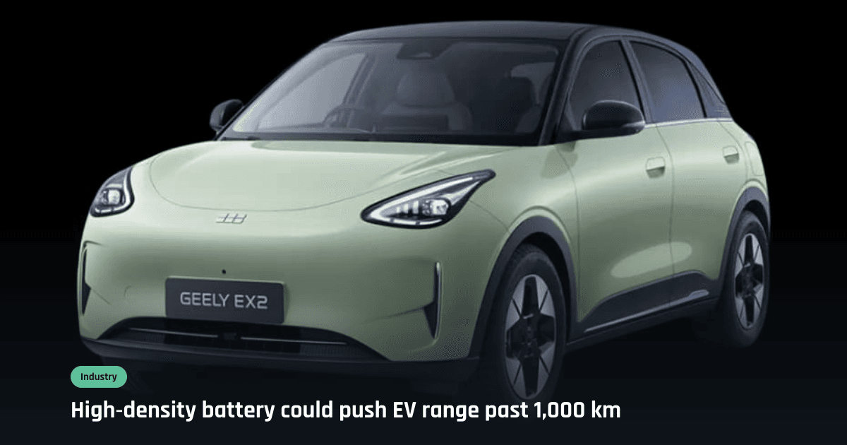 Geely targets 500 Wh/kg solid-state battery for EV pilot use in 2027