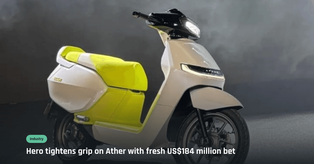 Hero MotoCorp to boost Ather Energy stake with US$184 million deal