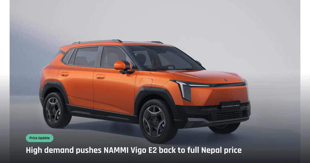 NAMMI Vigo E2 bookings continue at Rs 37.99 lakh after NADA offer
