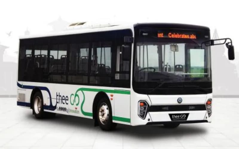 Electric bus with a modern design, suitable for public transport