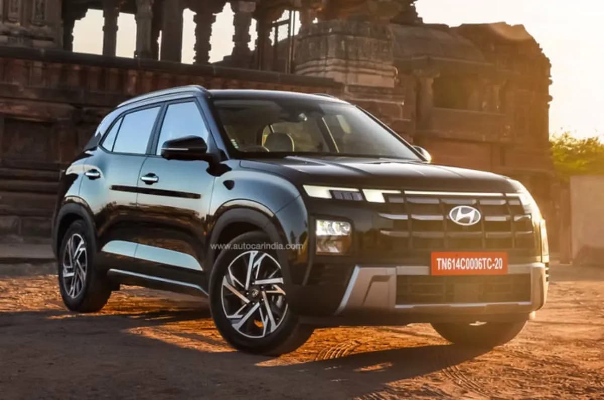 A black Hyundai Creta SUV parked in a scenic outdoor setting.